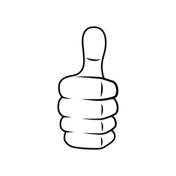 recommend clip art: Thumbs up line art vector isolated on white background.