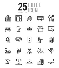 25 Hotel Outline icons Pack vector illustration.