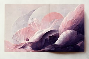 On a white background wealth abundance money easiness effortlessness deep spirituality inspiration freedom elements pink white mauve pale grey violet graphic design female modern contemporary 