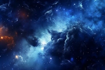 Background with intense blue hue in outer space. Generative AI