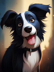 black and white dog shepherd character