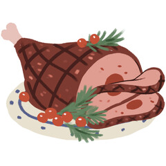 Food for christmas festival. Cute dessert and food for winter celebrating on X'mas day. Family cozy time big dinner.