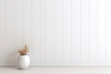 Empty White Wooden Table Against White Wall Background for High-Quality Product Display Mockup