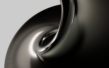 Abstract beautiful modern illustration of flowing swirl with holes in gradient metallic gray and black color on a gray background. Modern header with light slate gray, pastel gray and dark slate gray