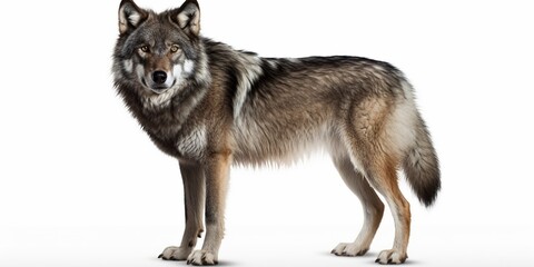 Fototapeta premium Gray wolf isolated on white background : Generative AI