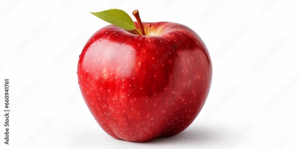 Poster red apple isolated on white background, full depth of field : generative ai
