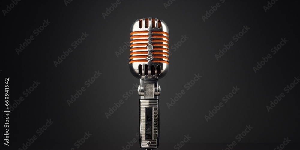 Poster Retro style microphone isolated on white background : Generative AI