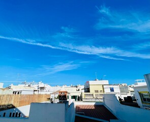 White house, typical architecture of the cubist city of Olhao. Portugal