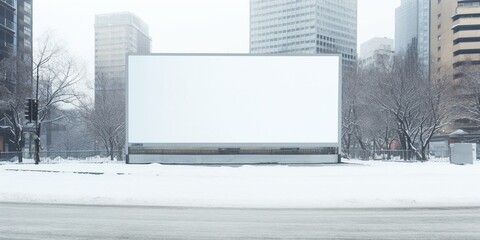 Mockup of a blank empty white advertising urban billboard, space for design layout. : Generative AI