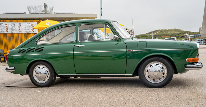 Scheveningen, The Netherlands, 14.05.2023, Side view of Retro Volkswagen Type 3 1600 TL Fastback from 1970 at The Aircooled classic car show