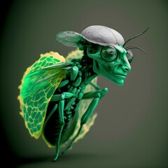 transforming into a green bee  - obrazy, fototapety, plakaty