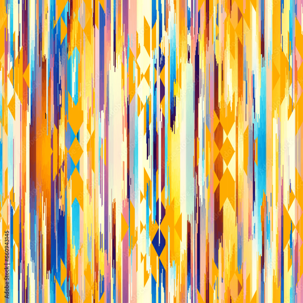 Poster Seamless striped pattern in Aztec style. Folk embroidery.. Aztec ikat style. Seamless vector image. Thin lines