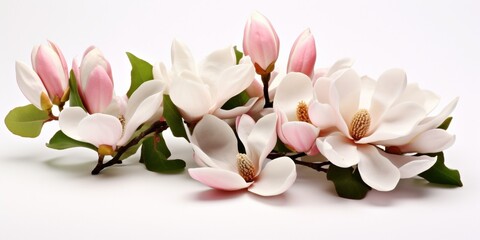 Beautiful magnolia flower bouquet isolated on white background. : Generative AI