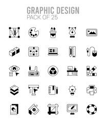25 Graphic Design Lineal Fill icons Pack vector illustration.