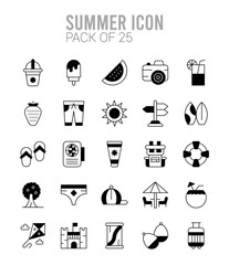 25 Summer Lineal Fill icons Pack vector illustration.
