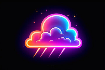 Rain weather forecast with neon effect. Wet.