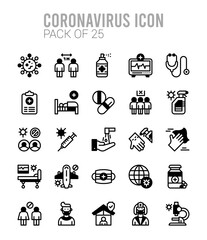 25 Coronavirus Lineal Fill icons Pack vector illustration.