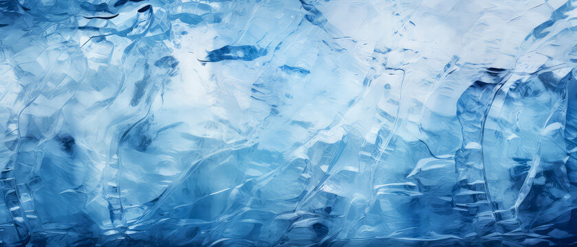 Blue abstract ice texture. Winter frozen background. Crystal frosty particles. Generative ai