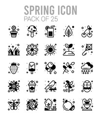 25 Spring Lineal Fill icons Pack vector illustration.