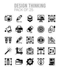 25 Design Thinking Lineal Fill icons Pack vector illustration.