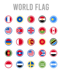 25 World Flags Rounded icons Pack vector illustration.