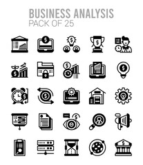 25 Business Analysis Lineal Fill icons Pack vector illustration.