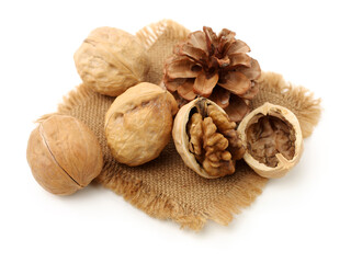 walnuts on a white background
