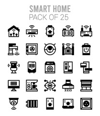25 Smart Home Lineal Fill icons Pack vector illustration.