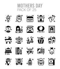 25 Mothers day Lineal Fill icons Pack vector illustration.