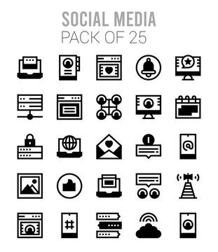 25 Social Media Lineal Fill icons Pack vector illustration.