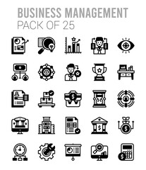 25 Business Management Lineal Fill icons Pack vector illustration.