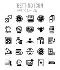 25 Betting Lineal Fill icons Pack vector illustration.