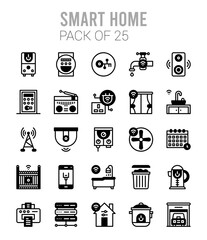 25 Smart Homes Lineal Fill icons Pack vector illustration.