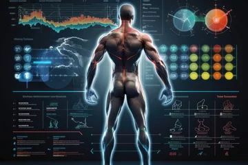 Foto op Canvas Strength training people in sport. Modern technology in sport science concept. Generative AI © itchaznong