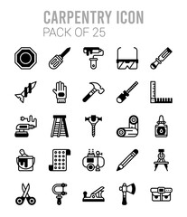 Obraz premium 25 Carpentry Lineal Fill icons Pack vector illustration.