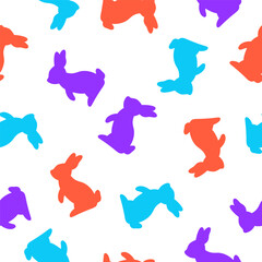 Seamless pattern with colorful rabbit