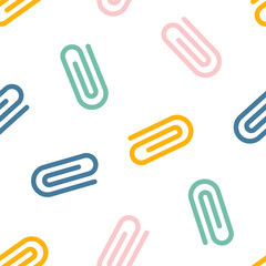 Seamless pattern with colorful paperclip