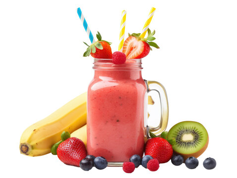 batido fresco de multifruta, isolated on transparent background, generated by AI