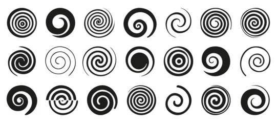 Fototapeten Funnel or swirl icons. Black vortex logo. Set of spiral element. Funnel icon collection © stas111