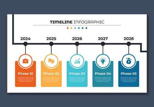 Timeline Infographic Layout  with Colorful Accents