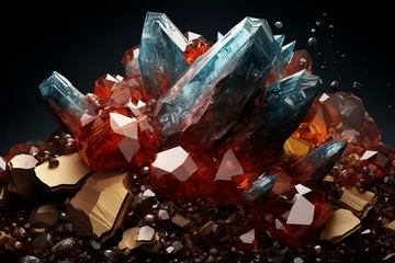 Fotobehang 3D depiction of minerals formed from rare earth elements. Generative AI © Eudora
