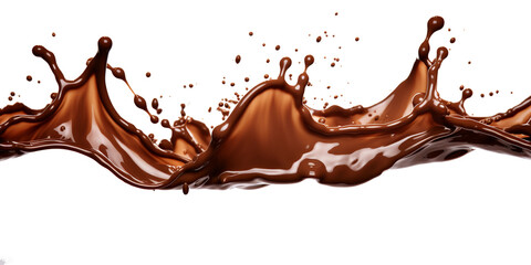 A splash of chocolate on a white background.