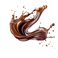 Chocolate milk splash in white background isolated.