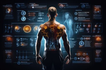Strength training people in sport. Modern technology in sport science concept. Generative AI - obrazy, fototapety, plakaty