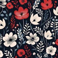 Möbelaufkleber seamless pattern with flowers,leaf,nature,texture,vintage,Ai generated  © Quranmeri