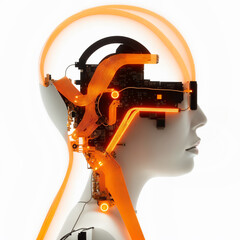 humanoider weiblicher Kopf im Profil erstellt mit generativer AI
