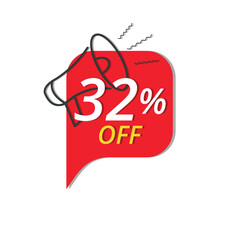 Obraz na płótnie Canvas Super discount banner, Vector illustration of red discount banner for stores, up to 32% off promotion.