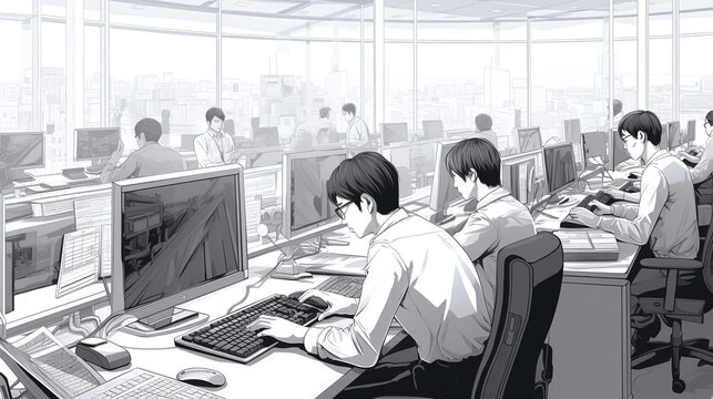 people working in office