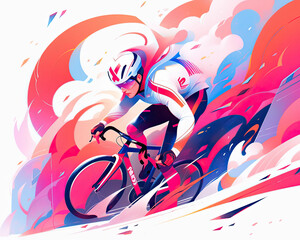 Flat abstract design of cyclist , minimalism illustration, website, Ul design
