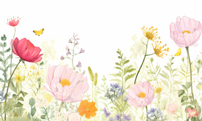 a collection of soft watercolor flowers